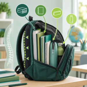Corretta distribuzione del peso nello zaino scolastico